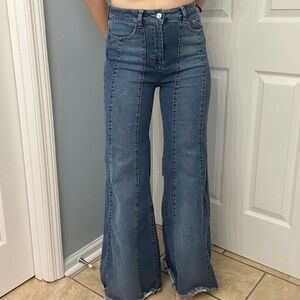 Vintage Litz Jeans Y2K Bell Bottoms Blue Denim Hippie 70s Two Toned Flare 26